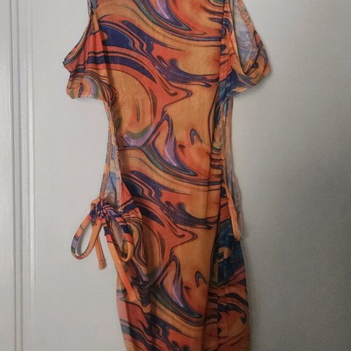 Transparent beach dress XL like new, multicolored