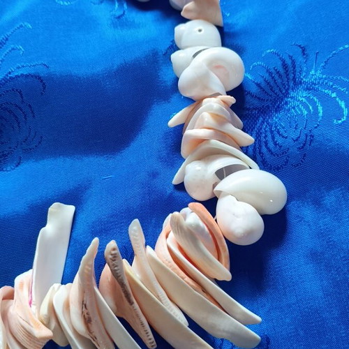 Handmade summer necklace with natural shells, boho beach style