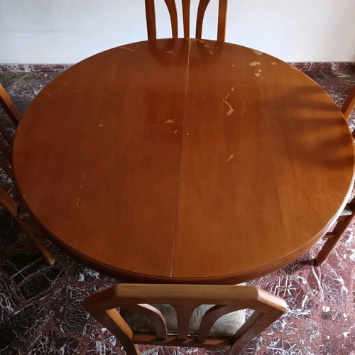 Wooden round dining set used with 6 chairs and extension