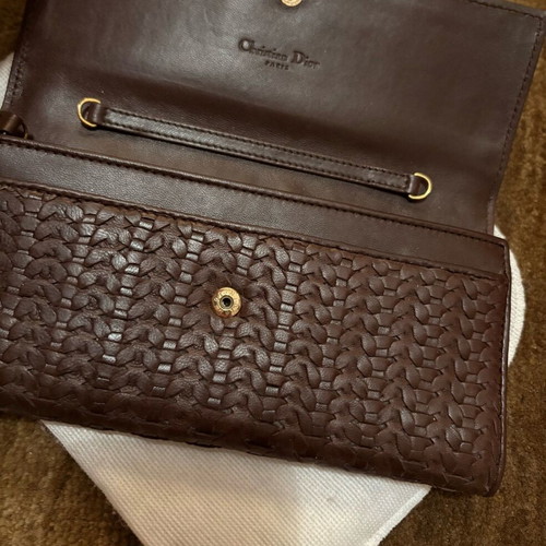 Lady Dior Woven brown wallet like new
