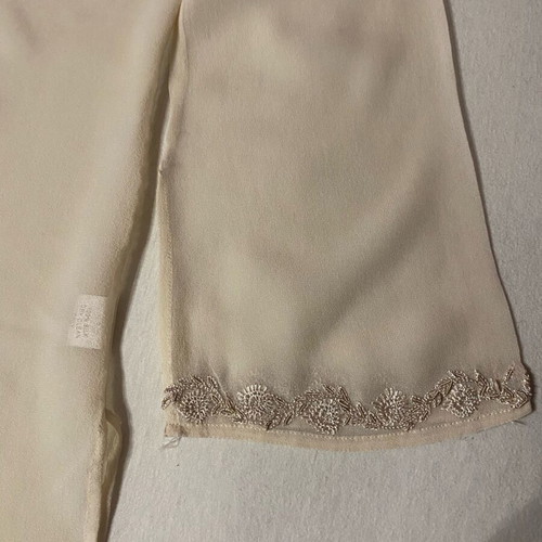 Silk women's shirt size 5XL beige embroidered with beads like new