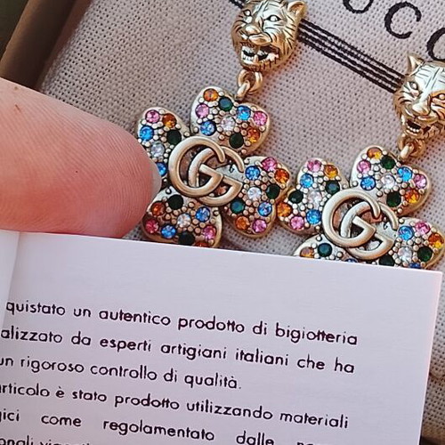Gucci earrings with multicolored crystals and GG flower design new