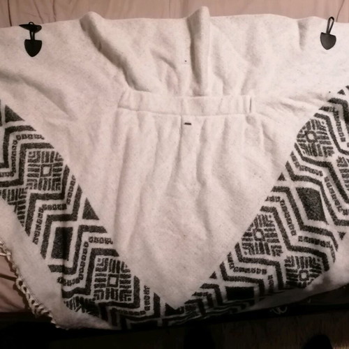 Funky Buddha women's poncho like new, white and grey