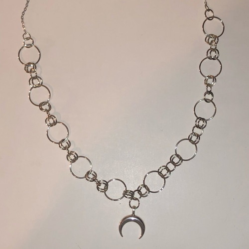 Handmade punk alternative metal emo grunge necklace silver new stainless steel