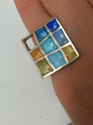 Chevalier silver ring 925 with enamel like new, blue and green