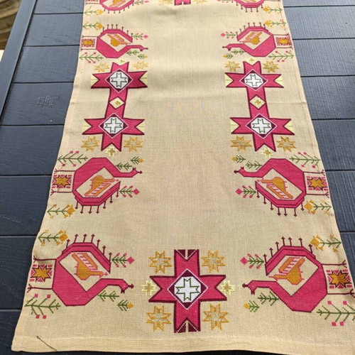 Handmade cross-stitch table runner like new