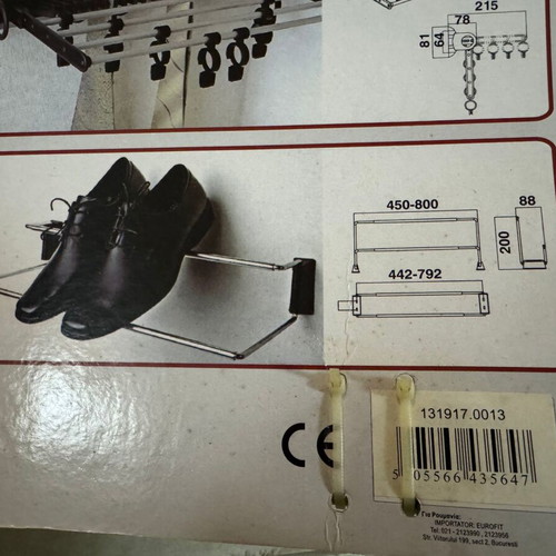 Inox wall or closet shoe rack adjustable length new