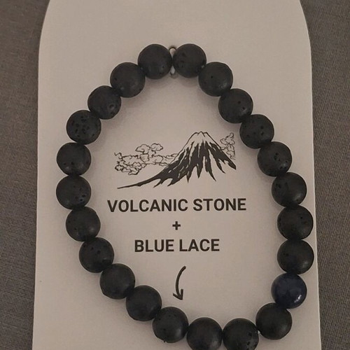 Volcanic stone and blue lace agate bracelet new