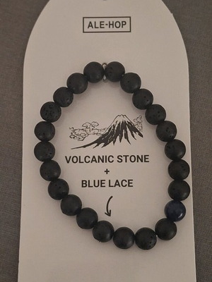 Volcanic stone and blue lace agate bracelet new
