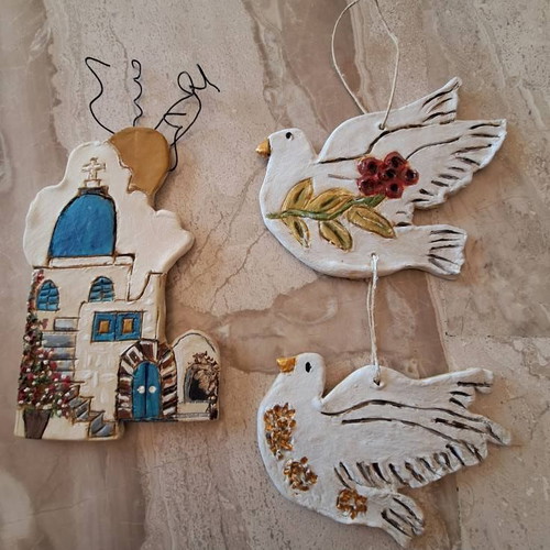 Handmade ceramic wall set Cycladic light, new