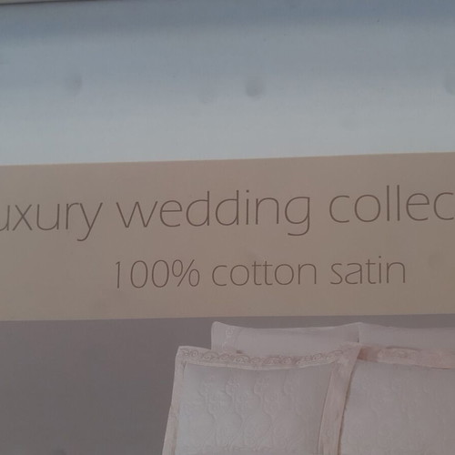 Palamaiki wedding bedspread set 7 pieces ivory cotton satin new