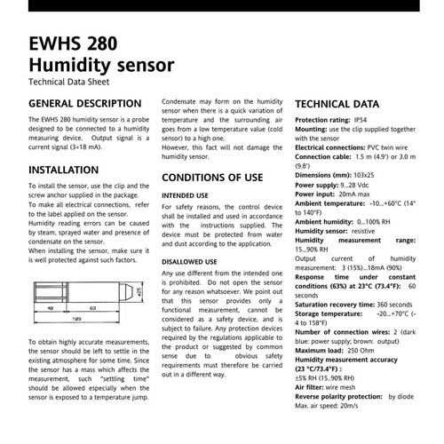 Industrial Humidity Controller EWHS 280 and Eliwell IC915 new set