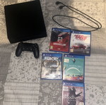PlayStation 4 console with games and controller, 500GB