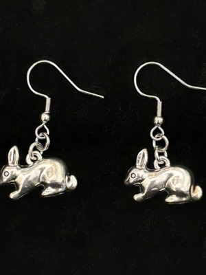 Bunny earrings handmade, new, silver