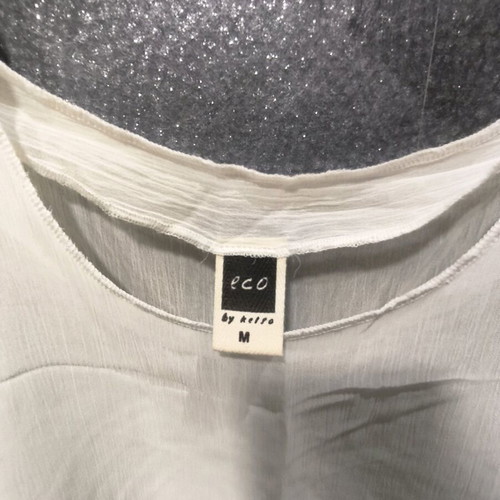 White semi-transparent short-sleeve blouse Eco like new, size L