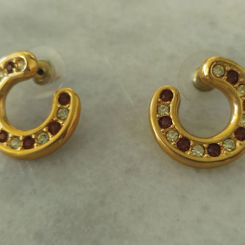 Swarovski vintage swirl earrings with jonquil and topaz crystals