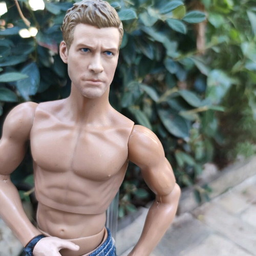 Ken Action Figure Doll with Articulated Body and Handmade Jeans