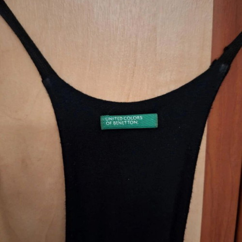 Benetton sleeveless midi black summer dress size M like new
