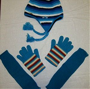 γάντια - σκούφος του σκι - γκέτες γαλάζια