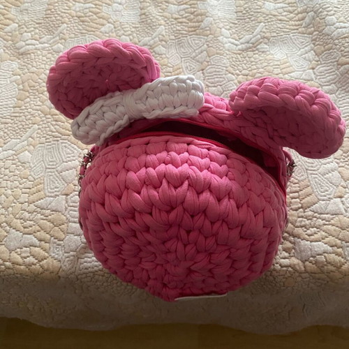 Handmade Minnie Mouse bag new, pink children's with white bow