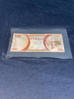 Commemorative Guyana 50 Dollars banknote new for 50 years independence