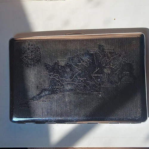 Collectible Cyprus Tobacco Case new, silver color, engraved