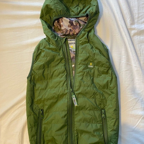 Sleeveless Boys' Jacket used, khaki, size 128 cm
