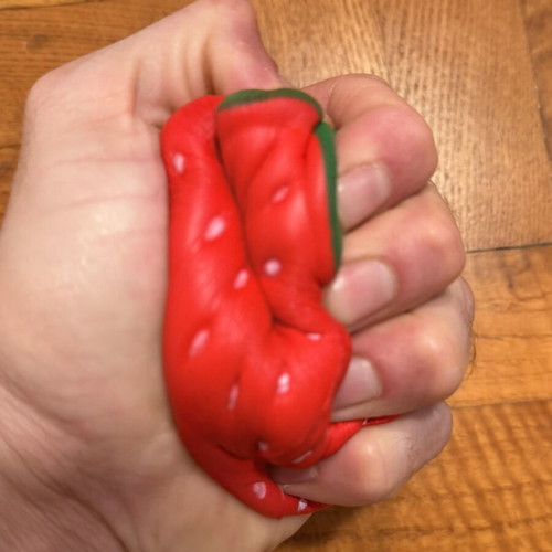 Strawberry-shaped stress relief sponge used with minor defect