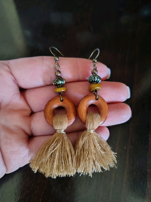 Women's hanging earrings new, handmade, vintage brown