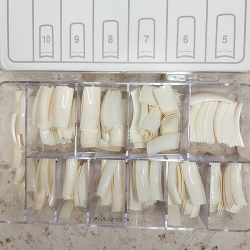 Peggy Sage case Professional nail tips square French shape, 250 pcs, white