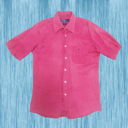 Linen shirt used, vintage red-pink, medium-large fit