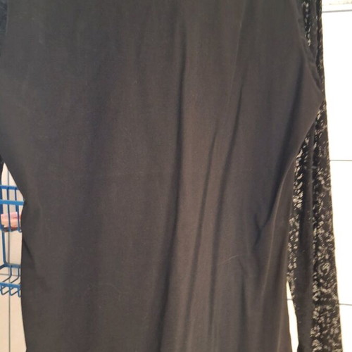 Black women's blouse with lace sleeves used XL