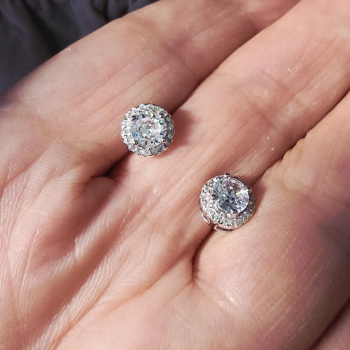 Silver 925 earrings with cubic zirconia, handmade