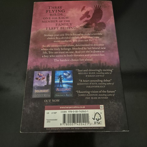 Divergent by Veronica Roth English edition paperback like new