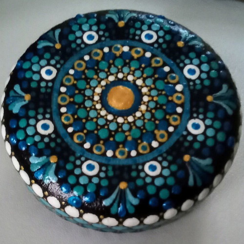 Handmade mandala decoration new, plaster stone 7 cm