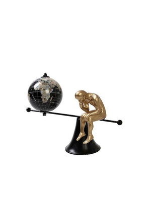 Man and Globe decorative figurine made of resin new