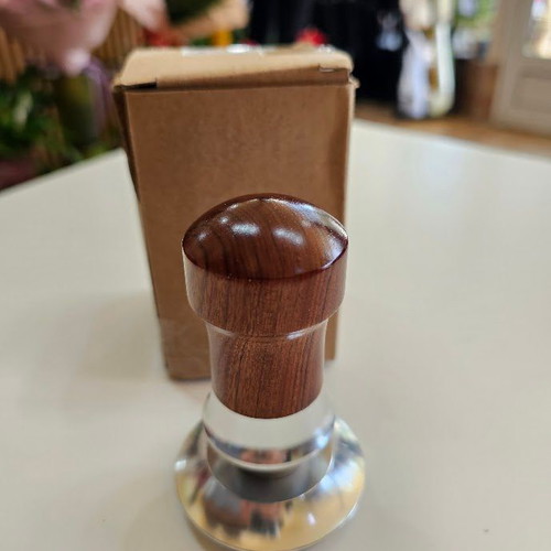 Calibrated Tamper 53.3 mm with Spring Mechanism 30 lbs, Wooden Handle, Stainless Steel
