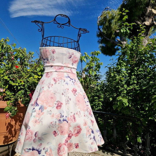 Floral strapless dress like new, Blue Vanilla, size Small