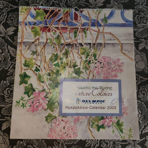 Olympic Airways 2003 collectible wall calendar used, Nature Colours