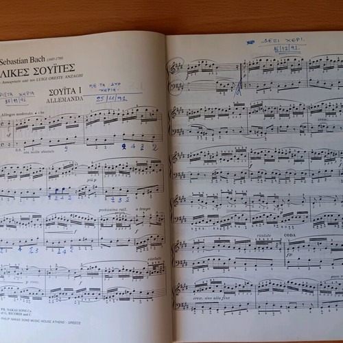 Bach music book like new with English and French sheet music