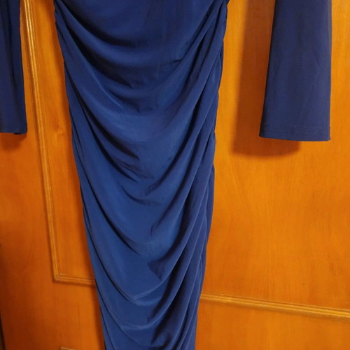 Blue dress tight with ruching and long sleeve