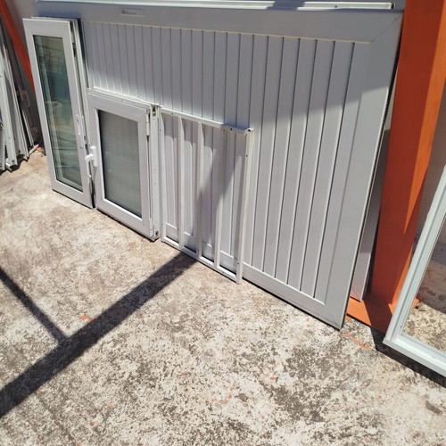 Aluminum balcony doors and windows with shutters used, set of 6