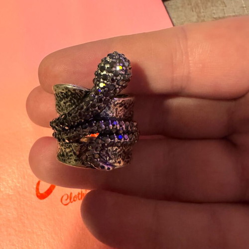 Steel snake ring Zara with black zirconia like new