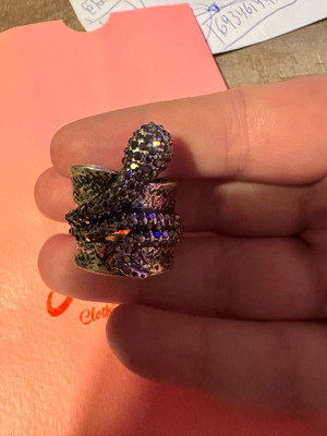 Steel snake ring Zara with black zirconia like new