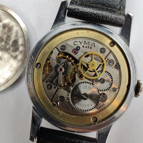 Cyma Triplex Cymaflex NOS watch silver, new, 34mm