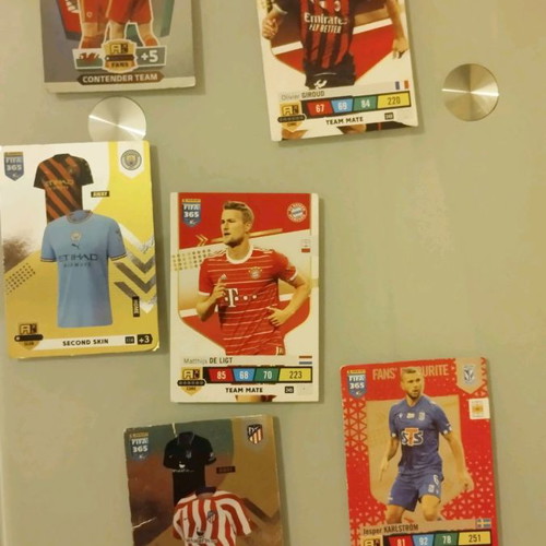 Panini cards used, pack of 6 pieces
