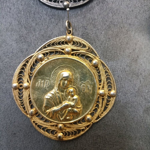Religious handmade carved metal icons like new, set of 3 pieces