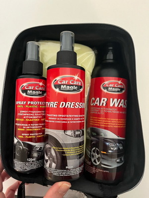 Car cleaning set new with sprays, sponge and cloth