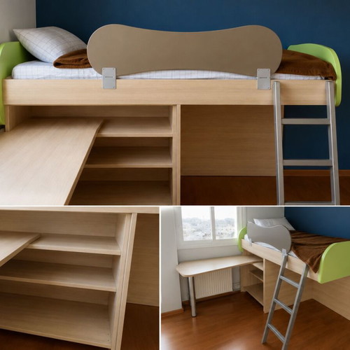 Children's bunk bed with desk and storage like new