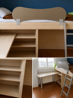 Children's bunk bed with desk and storage like new
